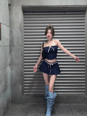 Blue Ribbon Top & Skirt Set