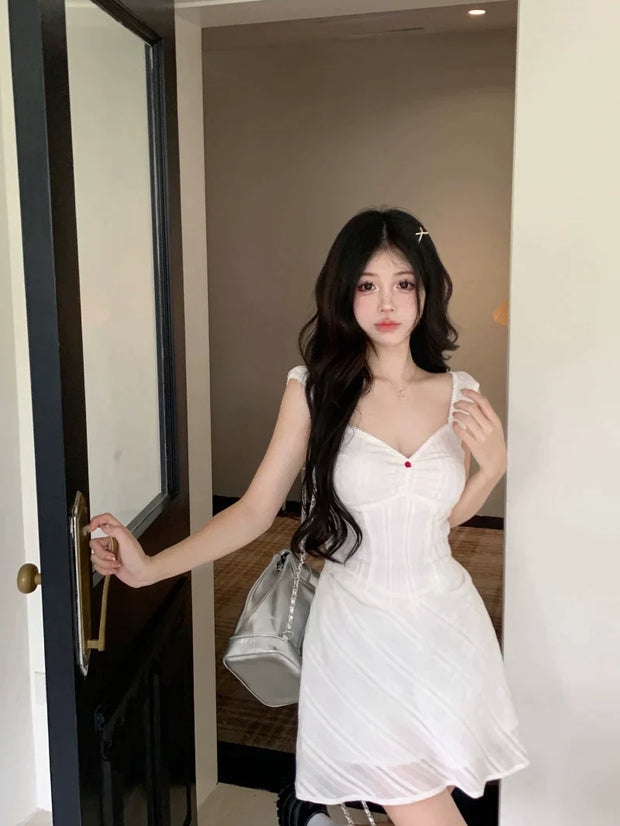 White Pink Rose Dress