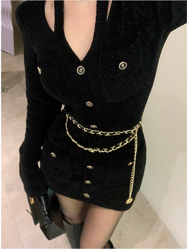 Solid Vintage Knitted Dress