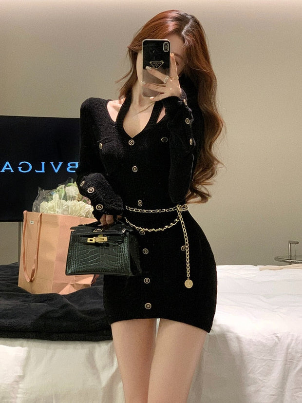 Solid Vintage Knitted Dress
